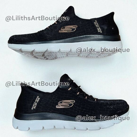 Skechers Slip-In Summits Black Slip-on Memory Foam Sneakers(F030)-Size 9 Women - Picture 7 of 11